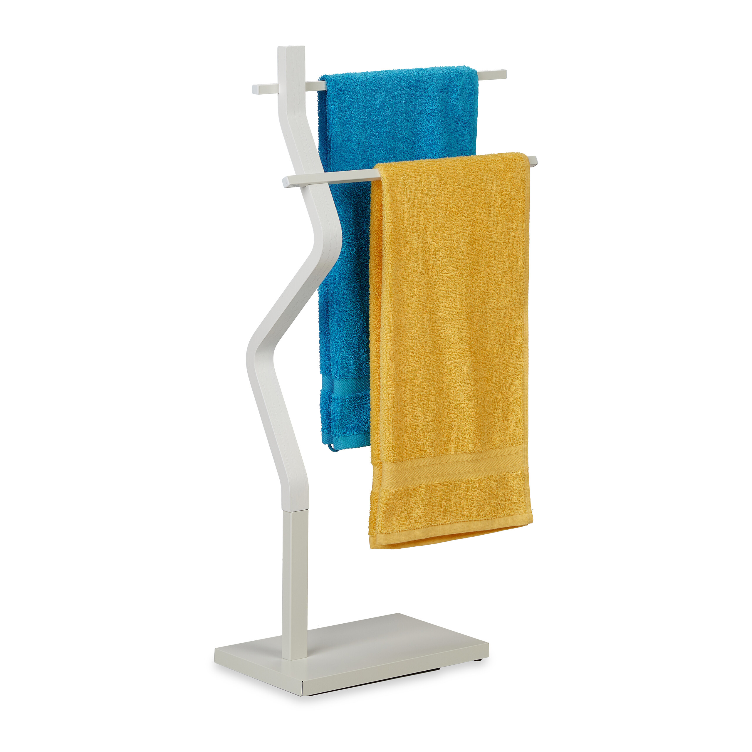 relaxdays-porte-serviettes-2-barres-non-fixe-salle-de-bain-acier-et