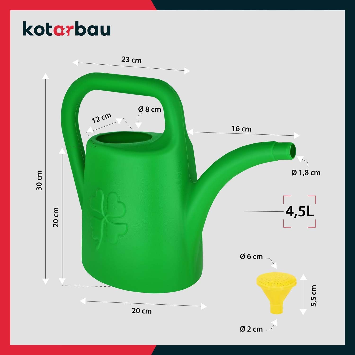 Arrosoir Plante Intérieur - PVC - 4,5 L - Vert - avec Pomme Amovible - Arrosoir Jardin - pour Fleurs Potager Terrasse Balcon KOTARBAU - 6