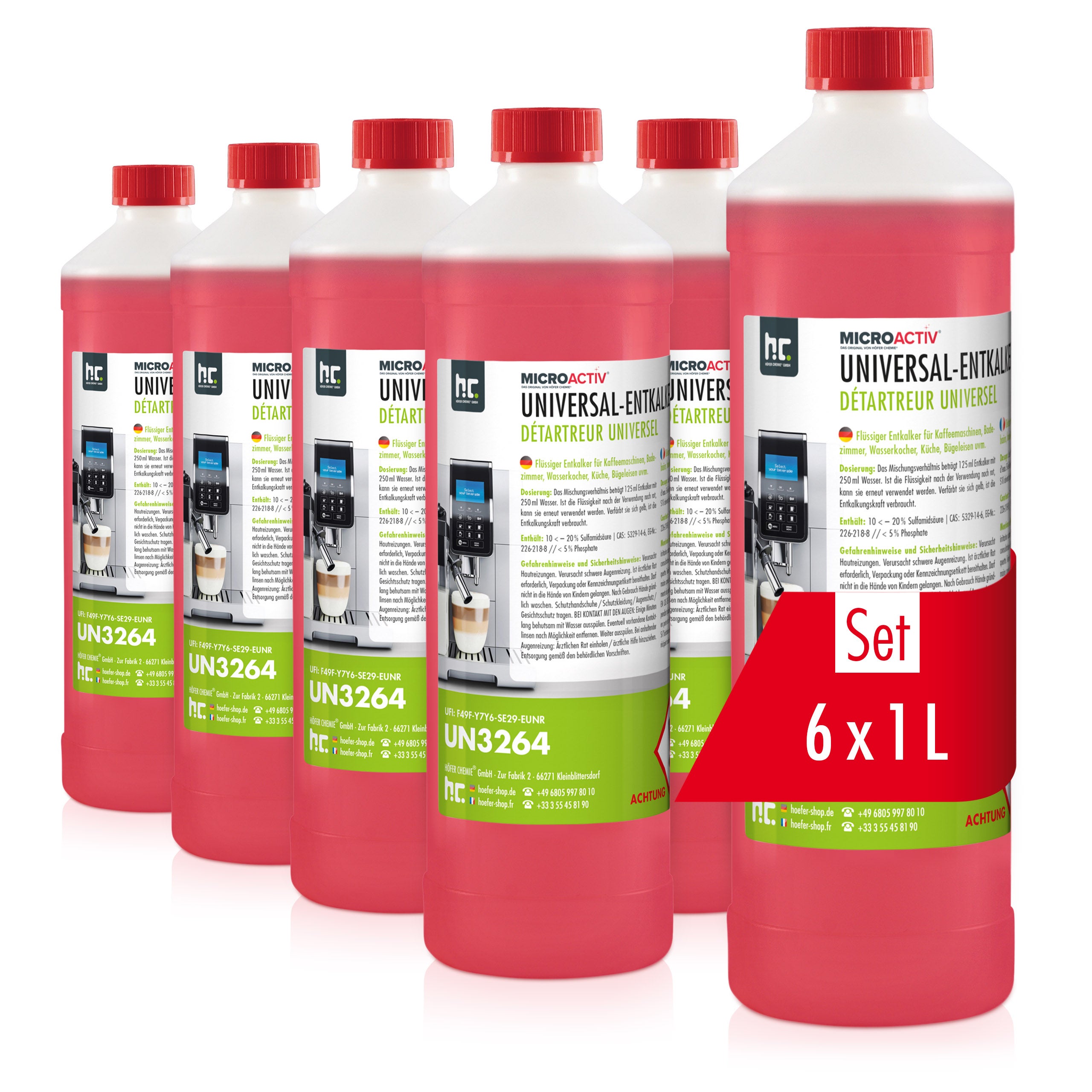 Détartrant Universel Höfer Chemie 3x1L Avec Indicateur Couleur - Machines à Café