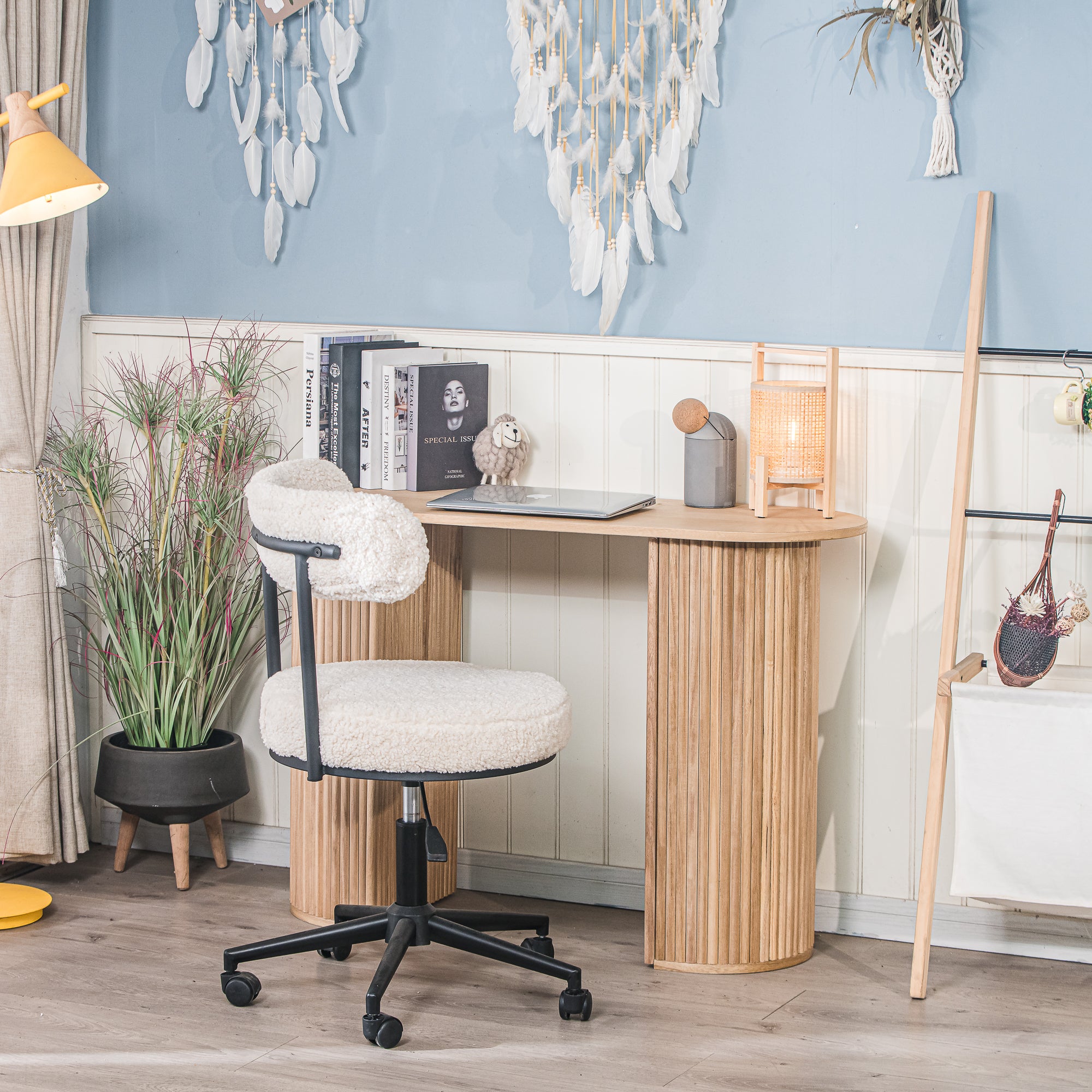 Nordlys - Console Table Scandinave en Bois avec Rangements Hetre Marron - 4