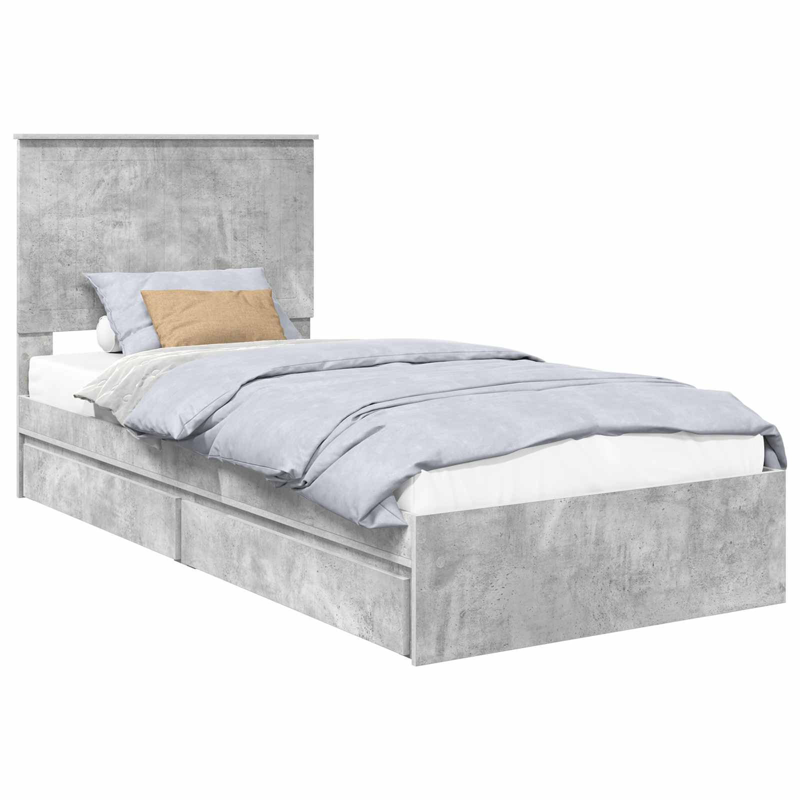 Lit de rangement Gris béton 90 x 190 cm panneau de bois - 2