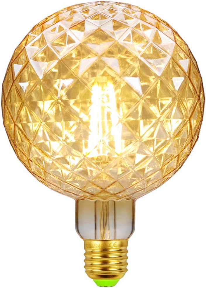 Ampoules LED Vintage 4W Blanc Chaud 2700Kelvin Big Globe Cristal Ampoule LED 220/240V Edison Vis E27 Base Spécialité Ampoule Décorative G125 (Crystal) - 3