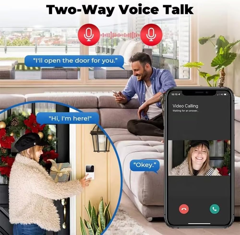 Sonnette vidéo Wi-Fi intelligente avec vision nocturne, étanche, audio bidirectionnel, partage à domicile et changeur de voix (noir) - 3