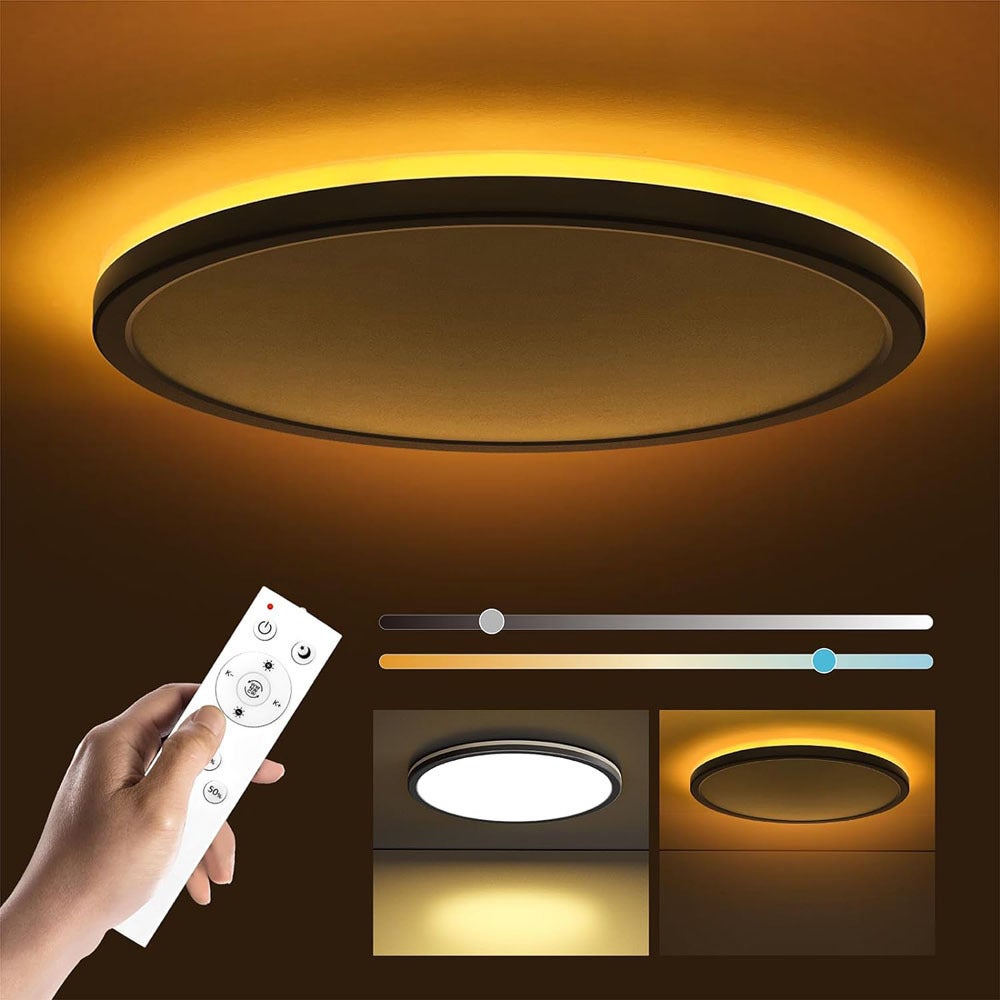 Slochi Plafonnier LED Dimmable 24W 2800LM Avec Télécommande - 3000K-6500K + Veilleuse 1800K - 30CM Blanc