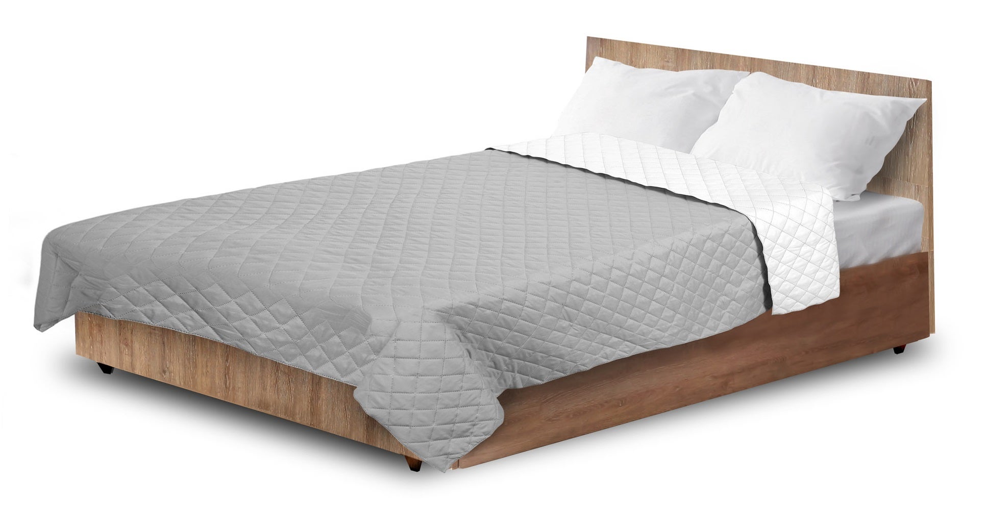 Narzuta na łóżko Aio factory 200x220 cm pikowana szaro-biała 1szt - 4