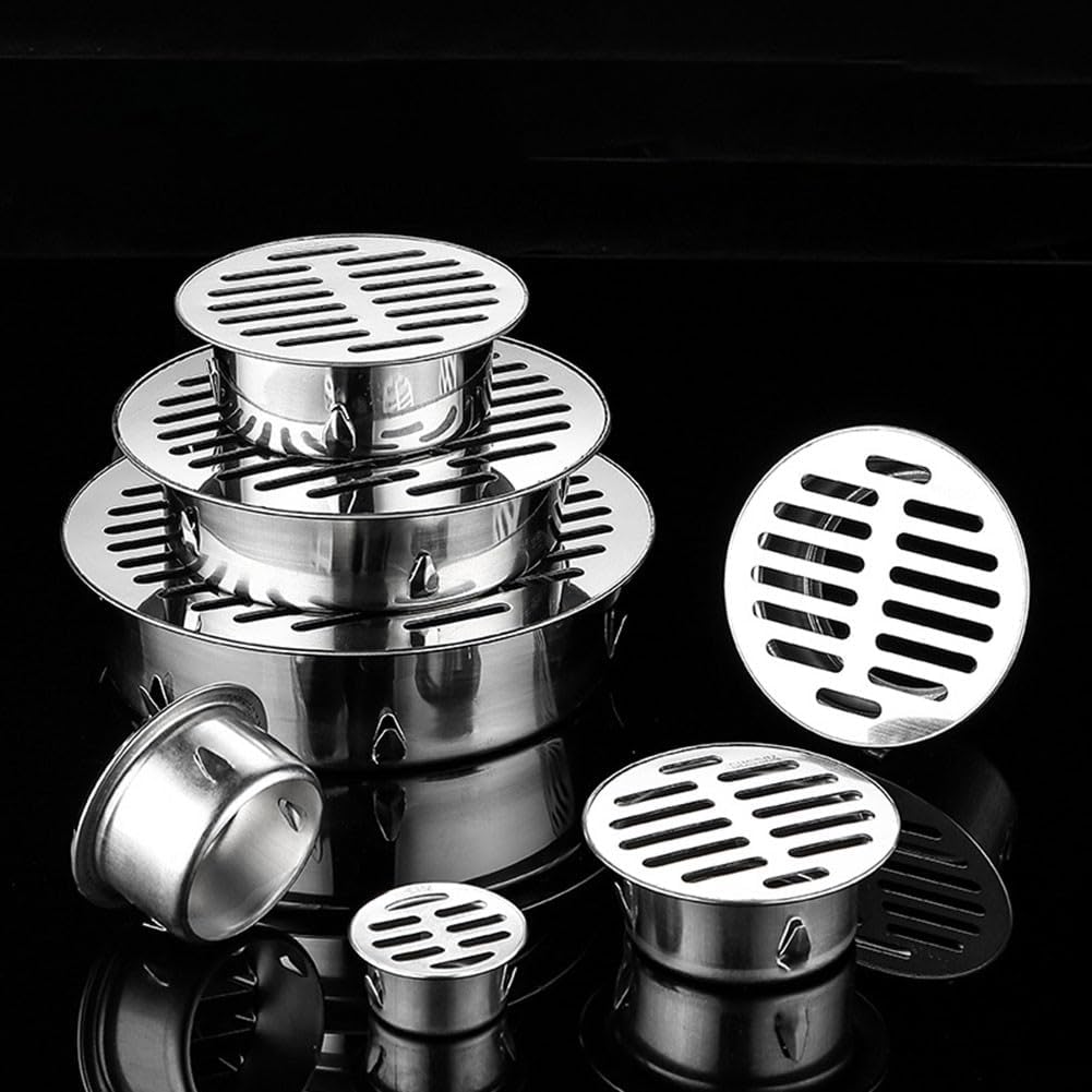 Ralo de piso redondo de aço inoxidável de 90 mm, antibloqueio, para telhado externo com grande deslocamento para jardim - 4