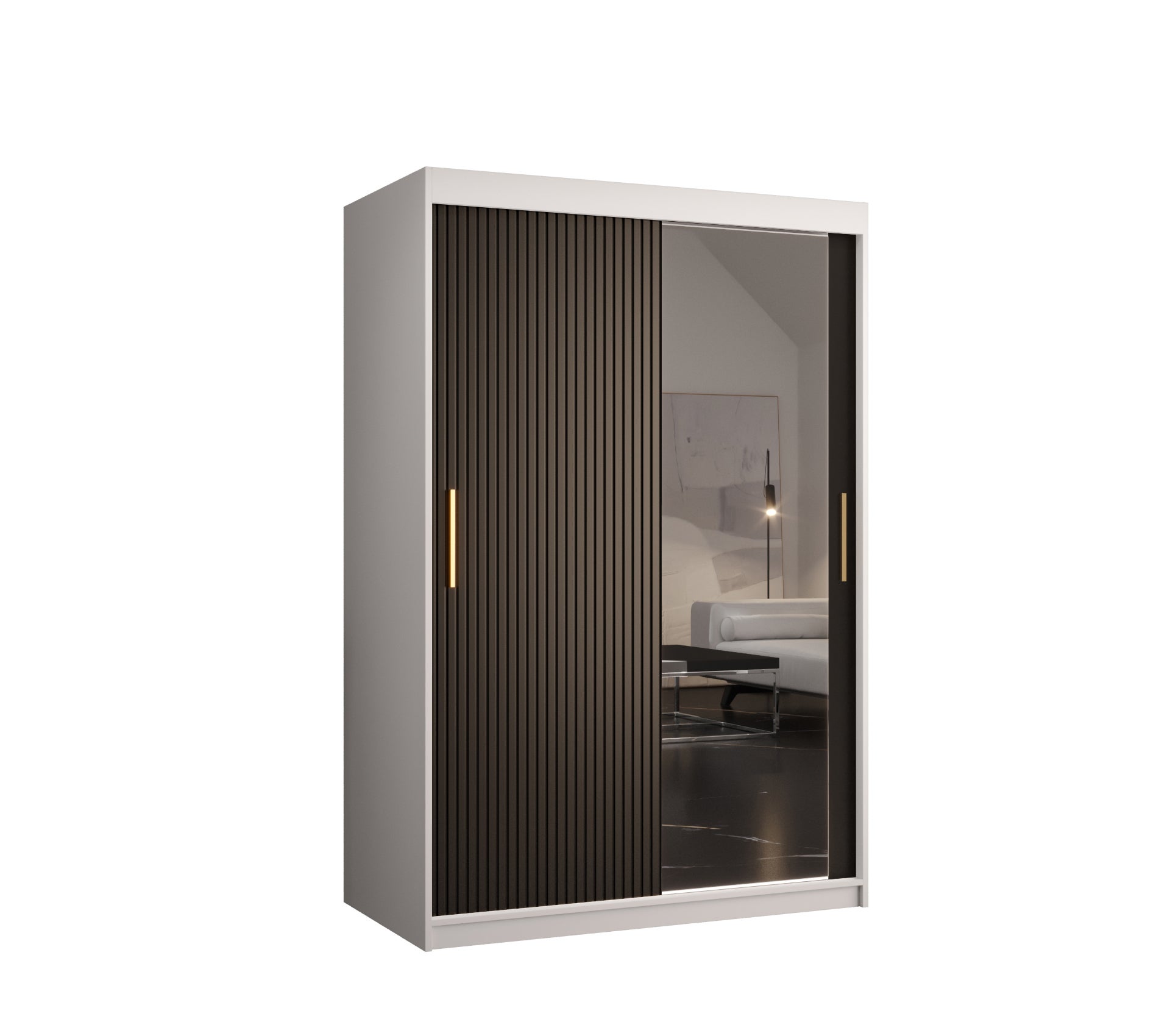 Szafa przesuwna garderoba RIFLO SLIM 2 120 x 62 x 200 cm Biały + Czarny - Abiks Meble