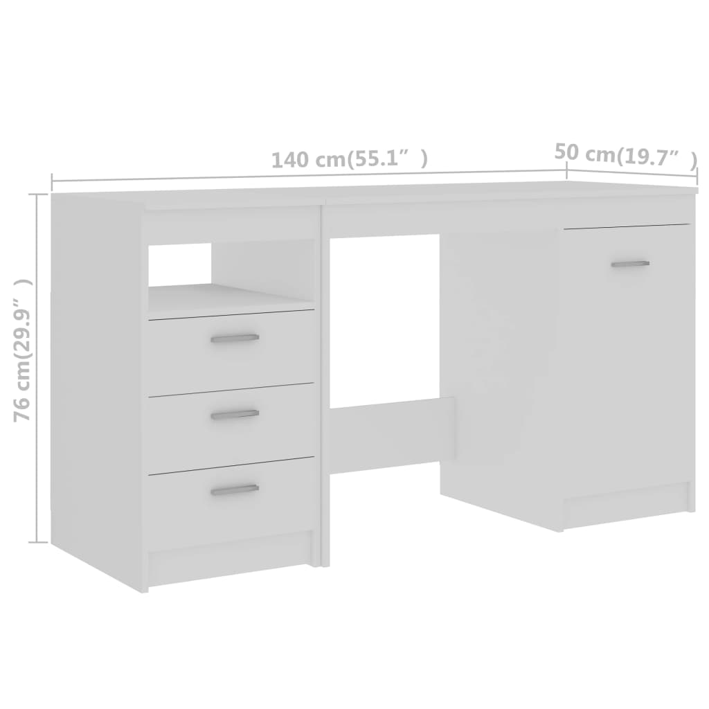Bureau Blanc 140x50x76 cm Aggloméré vidaXL - 8