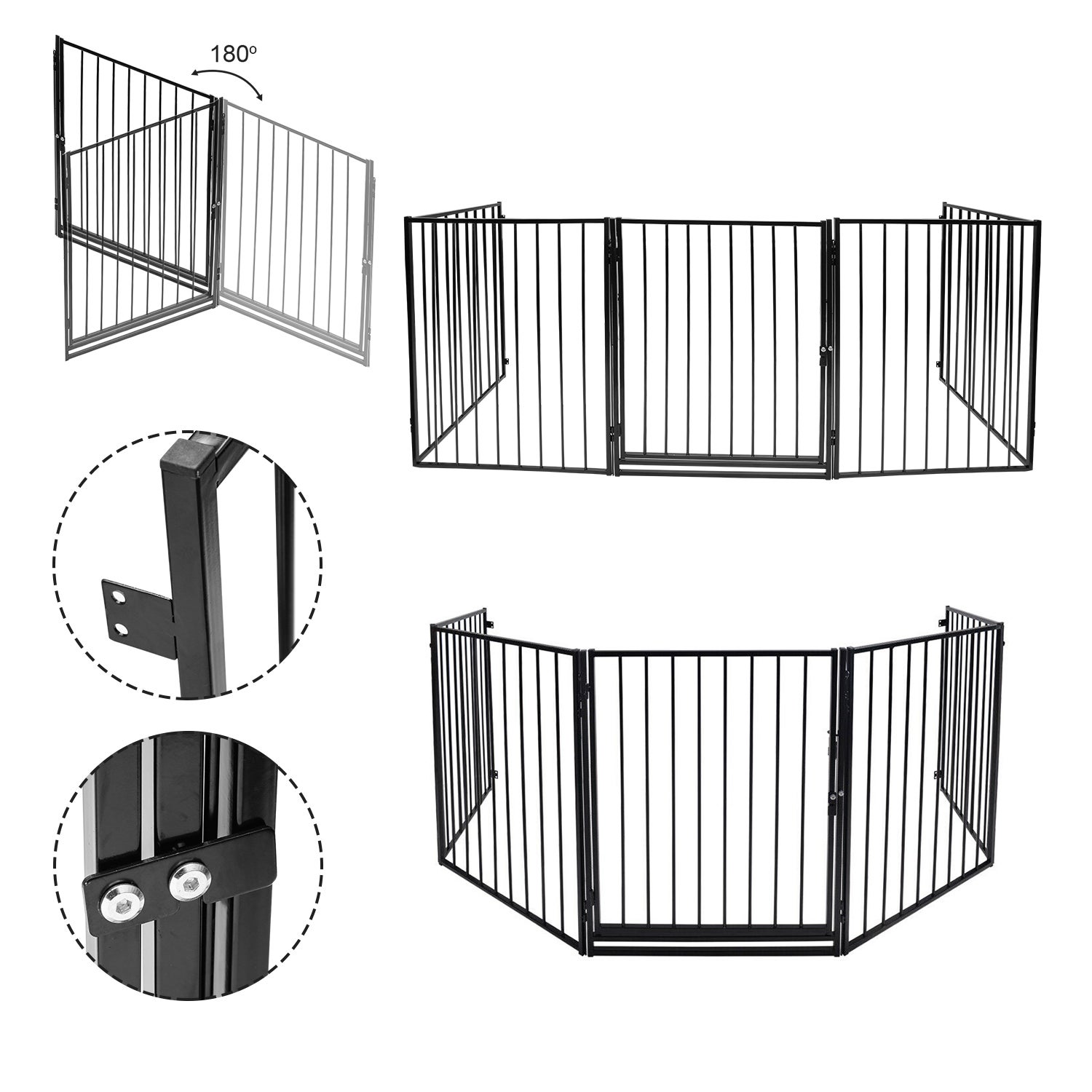 Barrera de seguridad para niños, bebés y mascotas - 304 cm, 5 paneles modulares y plegables