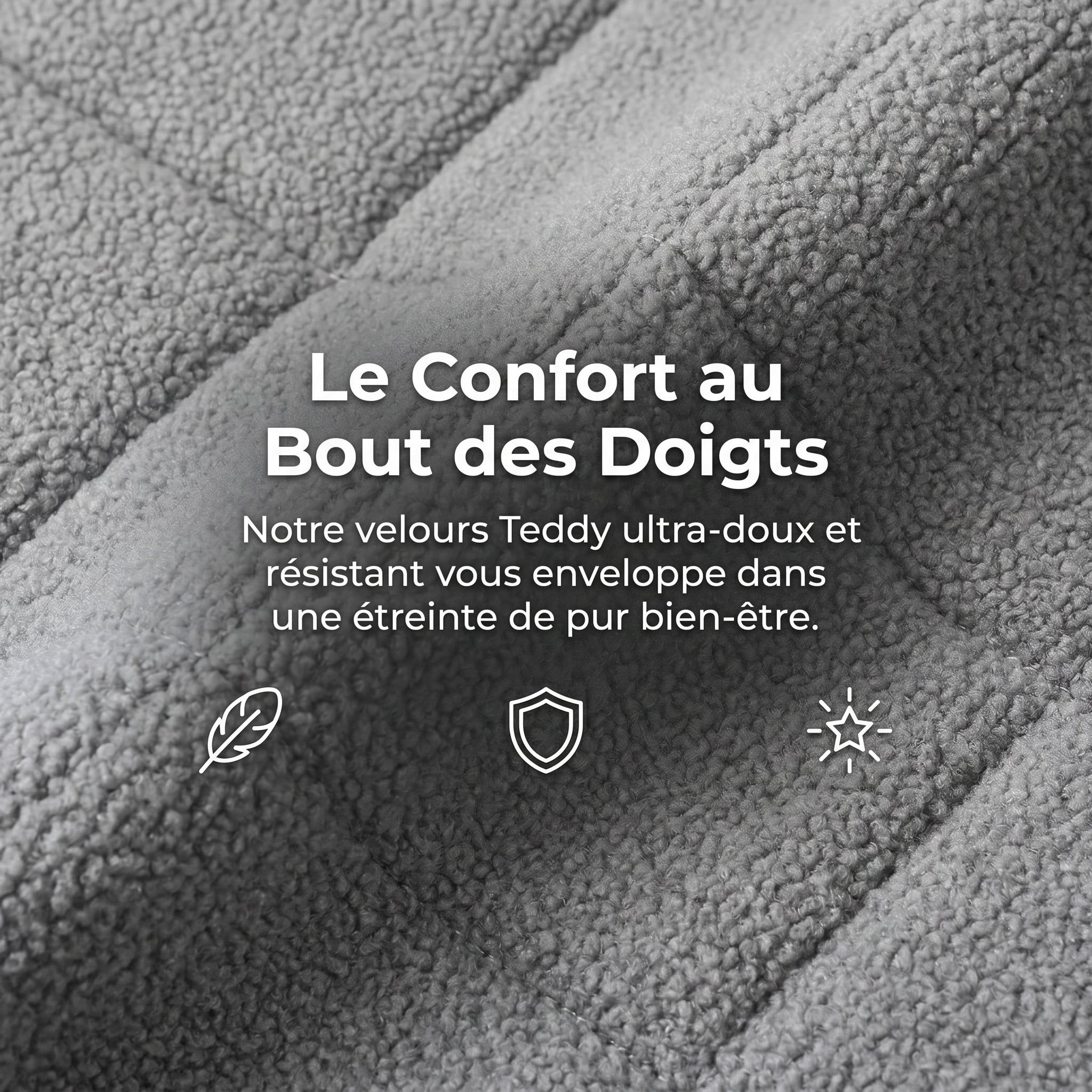 Fauteuil à Bascule, Rocking Chair d'Allaitement - Structure en métal et pieds bois massif, Maximale : 150 kg, Tissu Peluche Teddy, Gris, 75x68x92 cm - 7