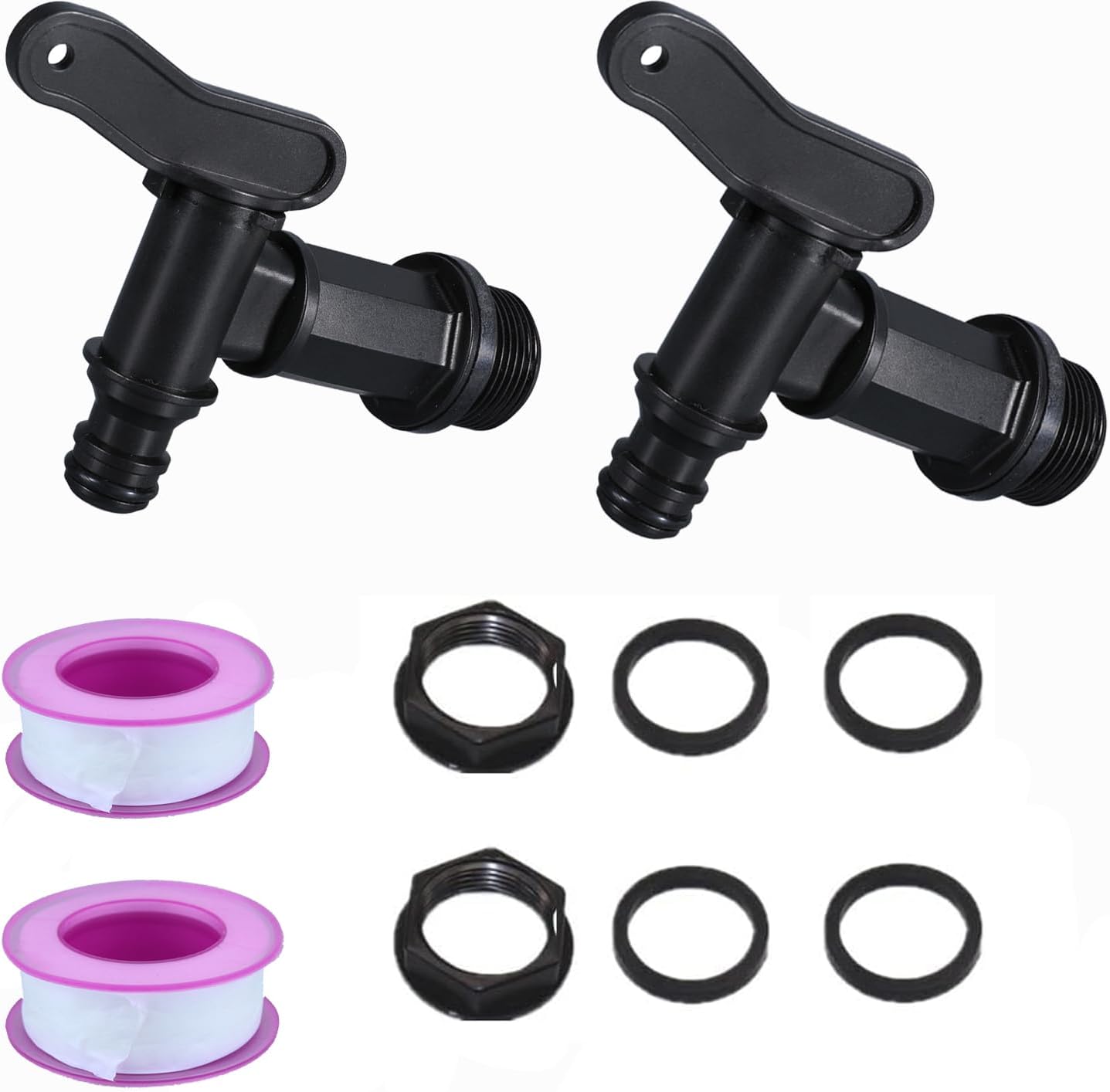 2 szt. Plastikowy kran do zbiornika, adapter do pojemnika na wodę IBC 3/4" Kran do zbiornika na deszczówkę, plastikowy kran wymienny