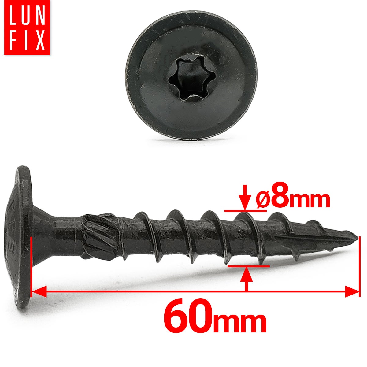 Wkręty do podstaw słupa 8x60mm czarne 6szt. - 2