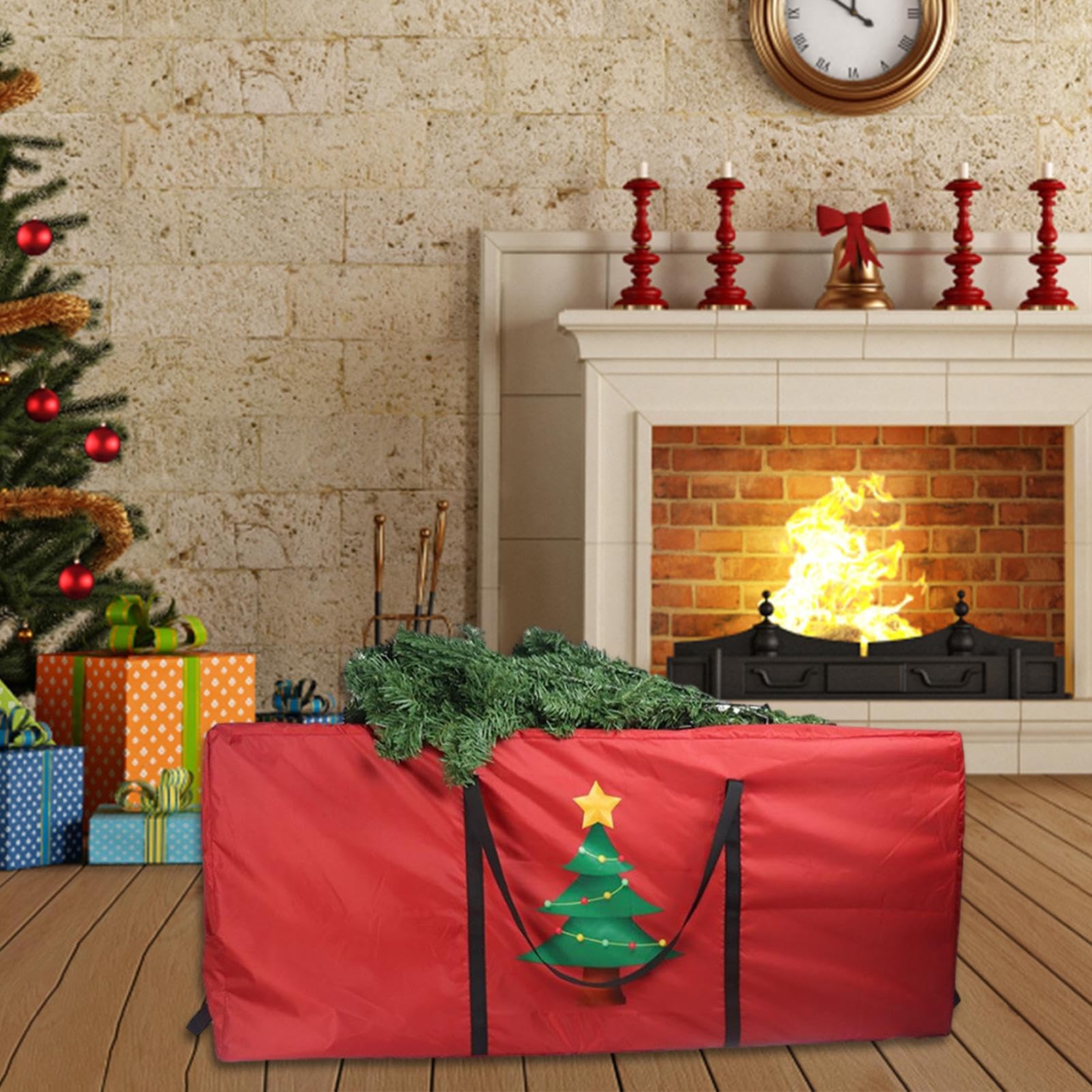 Modo Borsa Portaoggetti Per Albero Di Natale E Decorazioni (borsa Rossa Extra Large Per Albero Di Natale - Foto 2