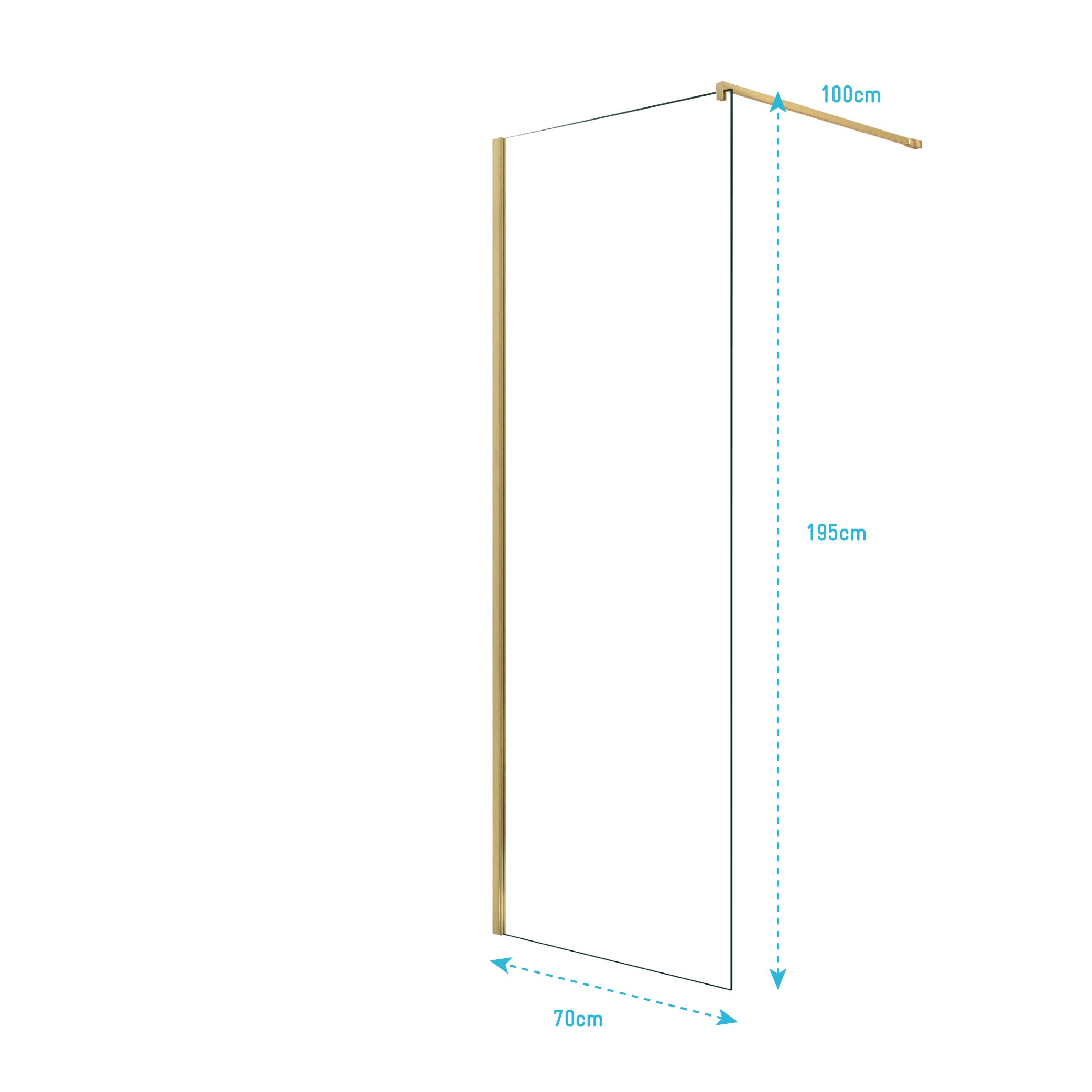 Paroi de Douche 70x195 cm en Verre Trempé 5 mm - Finition Or Brossé - GOLD ELEMENTARY - 5