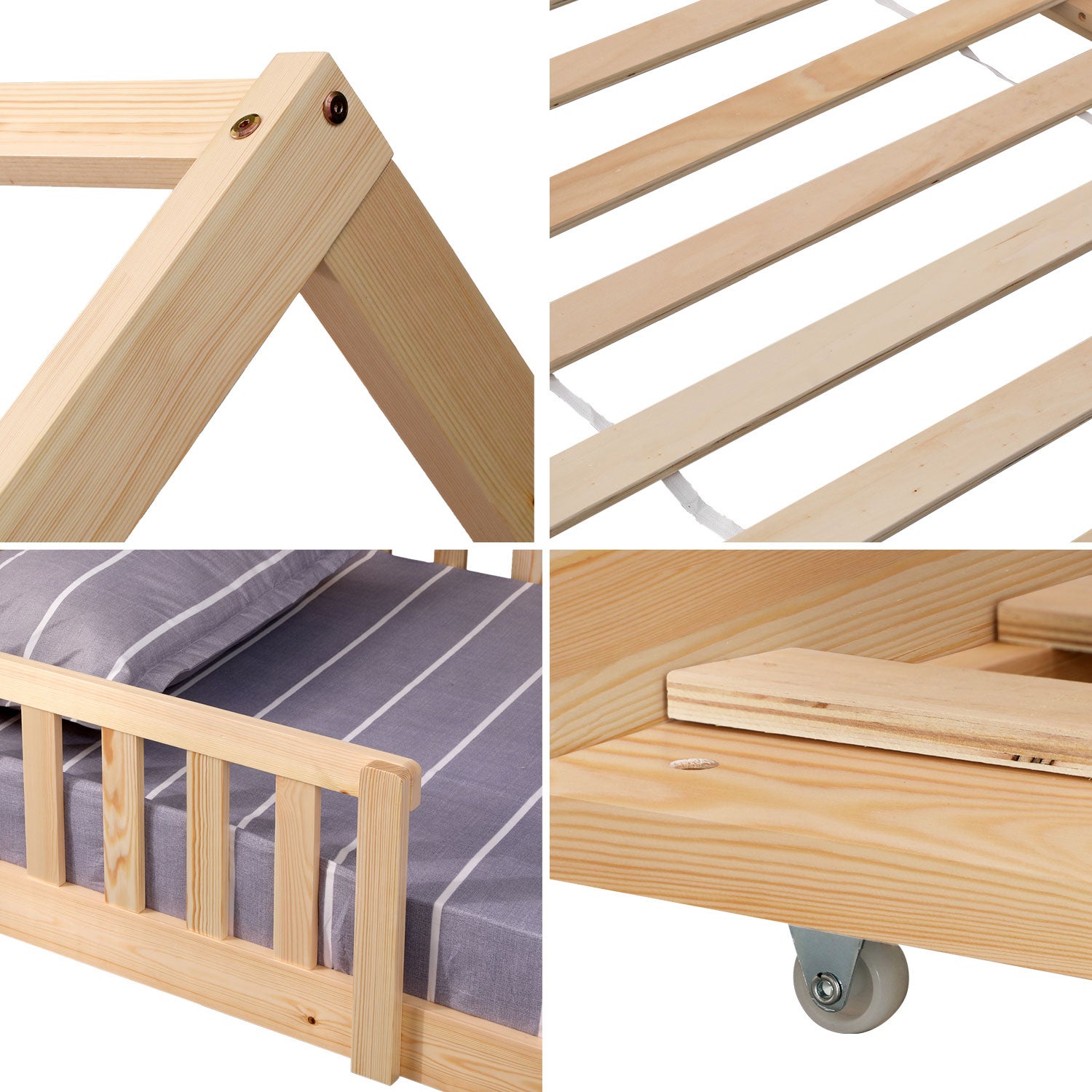 Lit cabane gigogne pour enfant en bois 2 places MARCEAU - 5