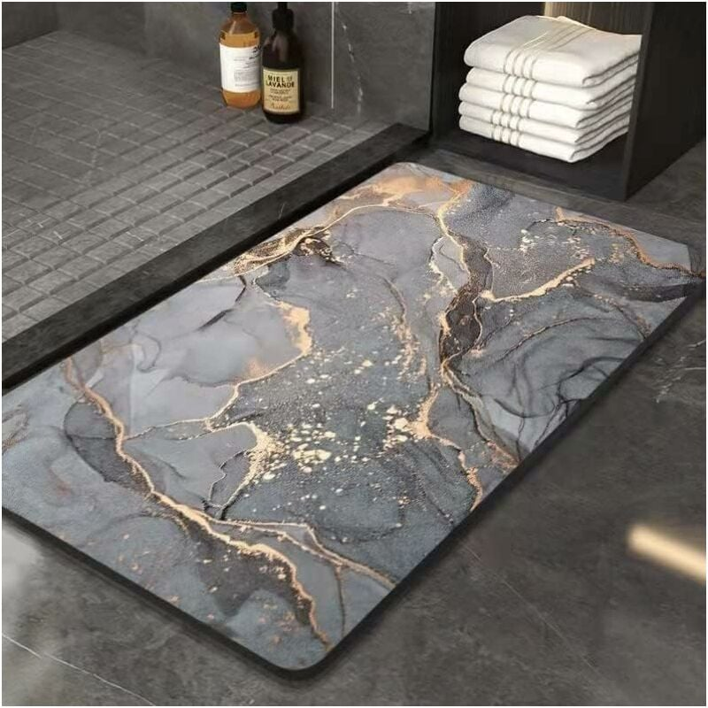 Tapis de bain en terre de diatomées, séchage rapide, absorbant l'eau, résistant à la moisissure, lavable 4 couches (40 × 60 cm) - 2