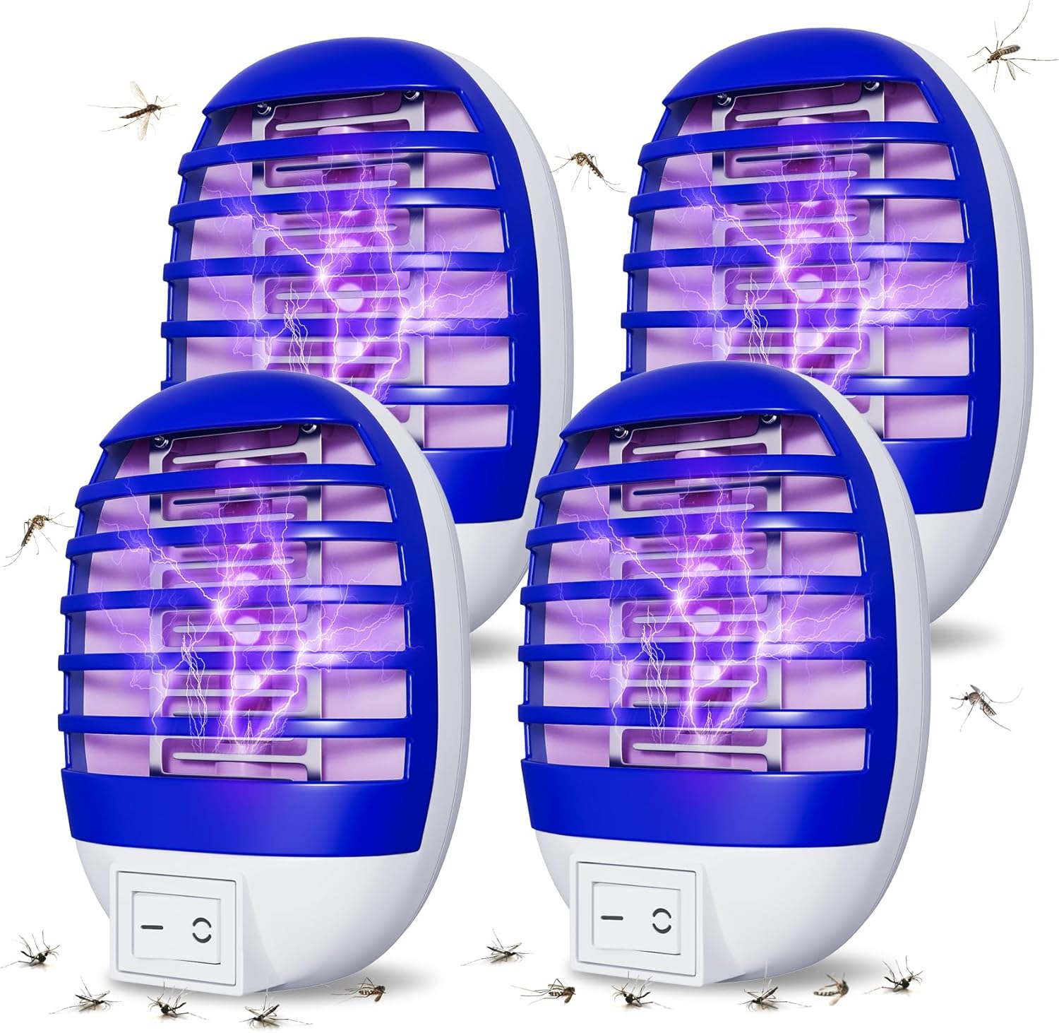 Zestaw 4 elektronicznych lamp odstraszających komary do użytku wewnątrz pomieszczeń, idealnych do sypialni, kuchni lub biura