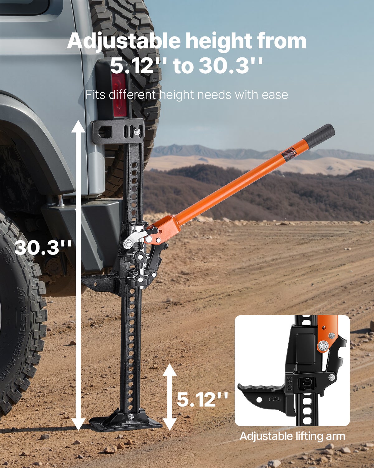 Macaco todo-terreno VEVOR 4x4 3,18t 91,5cm hi-lift elevação 13-77cm macaco cremalheira veículos tratores - 3