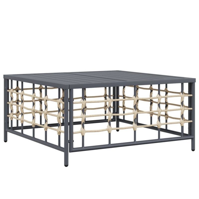 Table de jardin anthracite 70x70x34 cm résine tressée - 2