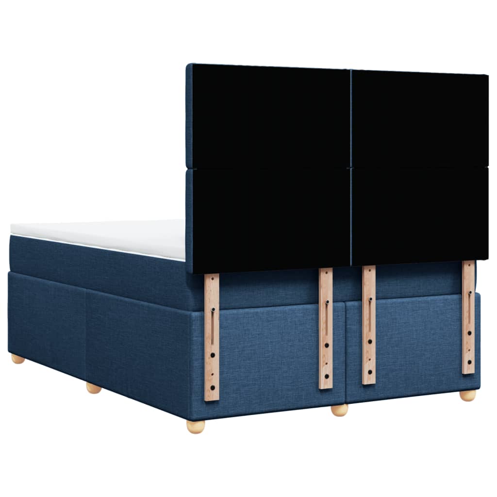 Sommier à lattes de lit avec matelas Bleu 160x200 cm Tissu — COMFORTXL - 8