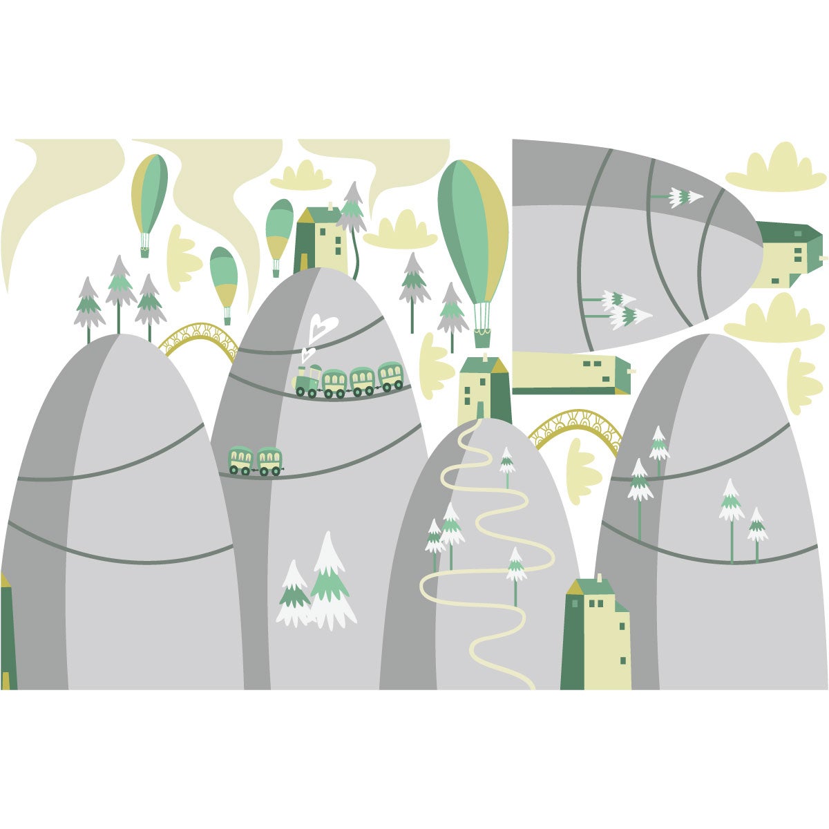 Adesivo bambino di montagna scandinavo mongolfiere in concorso - Sticker adesivo - adesivi murali - 60x90cm - 4