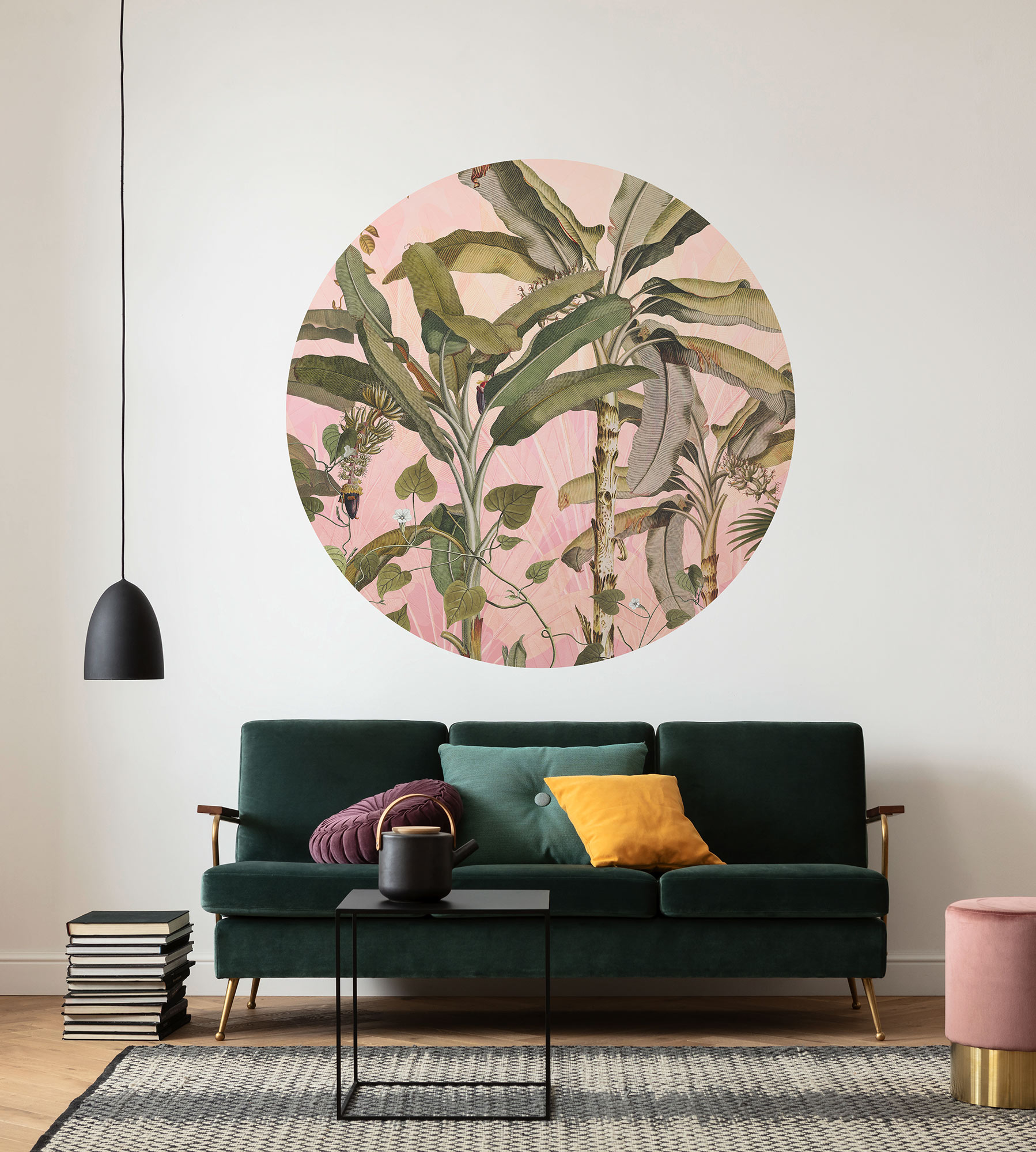 Papel pintado panorámico redondo en tela no tejida autoadhesiva de komar - botany - talla: ⌀125 cm