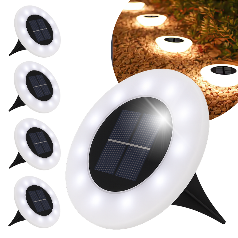 Zestaw 4x Gruntowa Lampka Solarna Ogrodowa Wbijana 14 LED, Najazdowa Wodoodporna