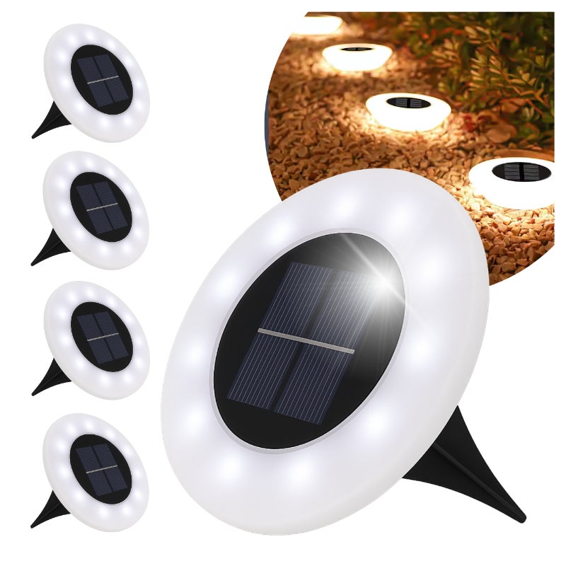 Zestaw 4x Gruntowa Lampka Solarna Ogrodowa Wbijana 14 LED, Najazdowa Wodoodporna