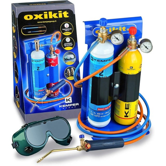 Chalumeau BI Gaz Pro OXYKIT 3300°C KEMPER Avec réducteurs GAZ Manomètres +2 pointes Kit complet Brasage et soudage