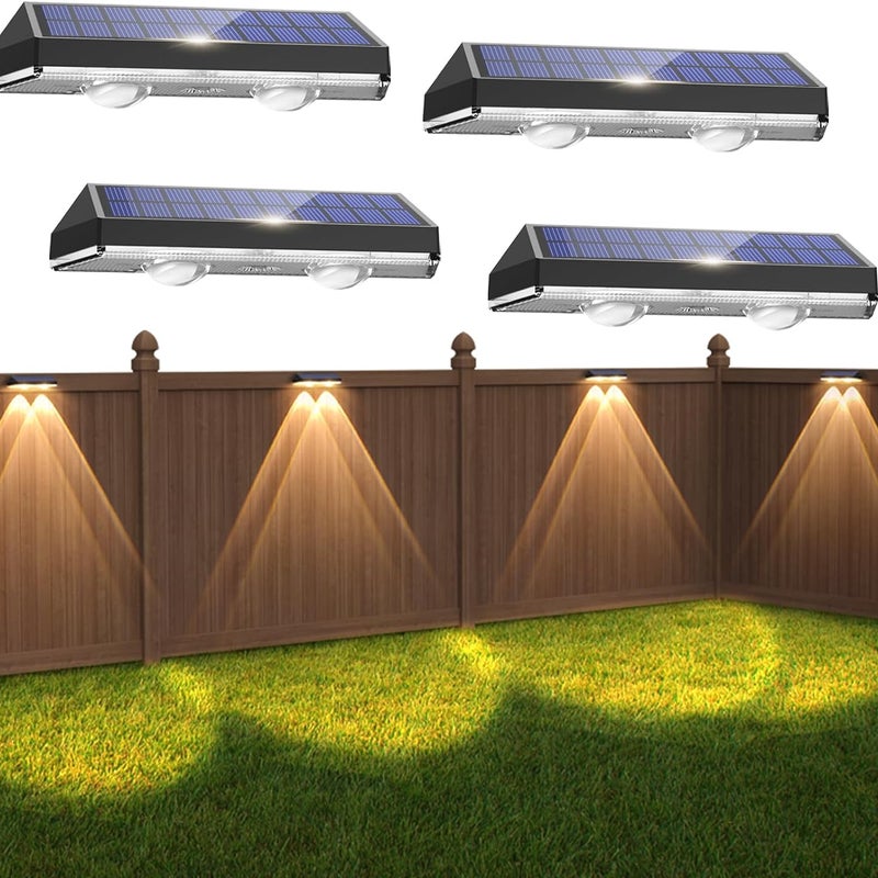 Zestaw 4 lamp Wodoszczelna IP65 - 3 tryby oświetlenia Kinkiet solarny na zewnątrz Lampa ogrodowa LED Oświetlenie ogrodzenia Dekoracja balkonu
