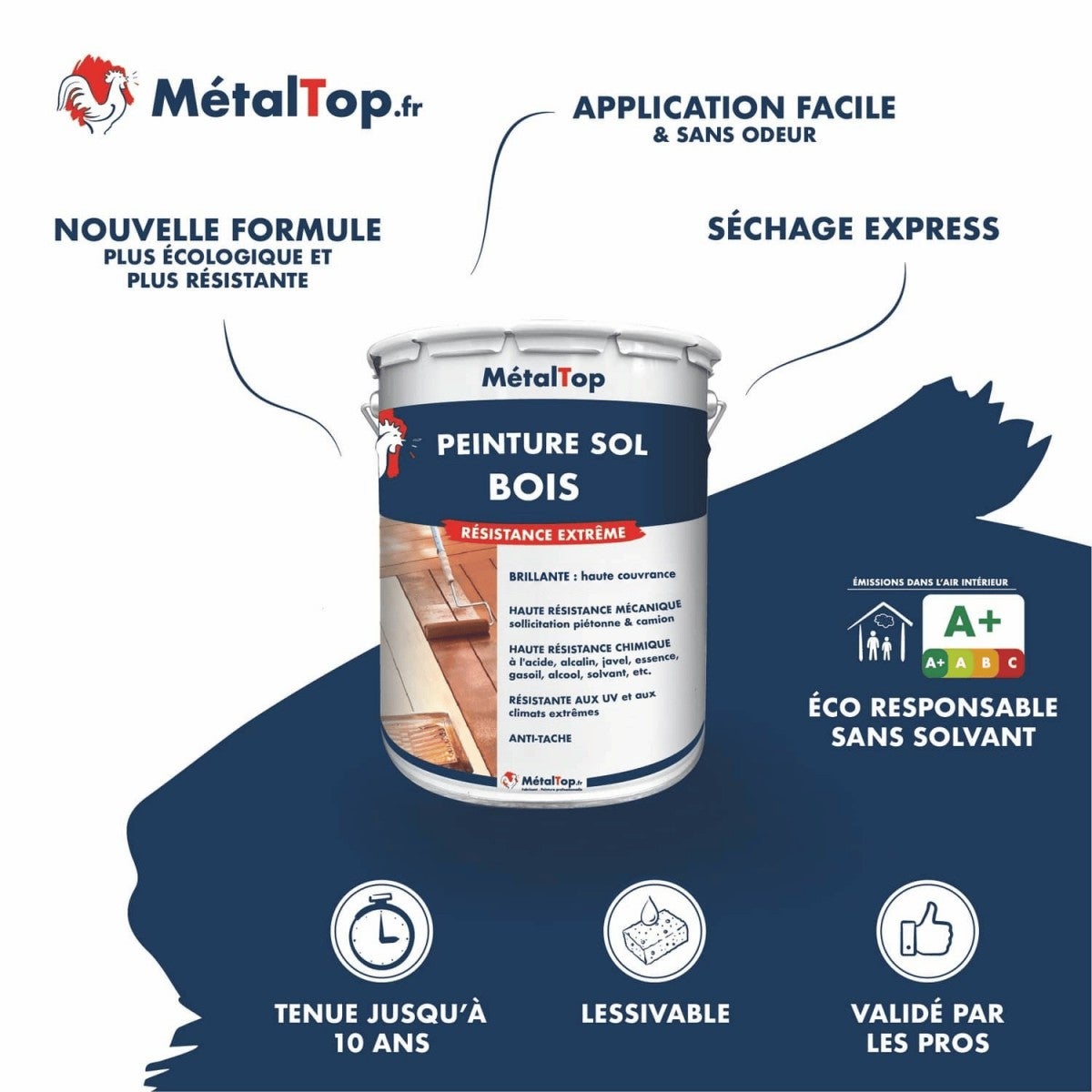 Peinture Sol Bois - Marron - RAL 8015 - 15 L - Métaltop - 3