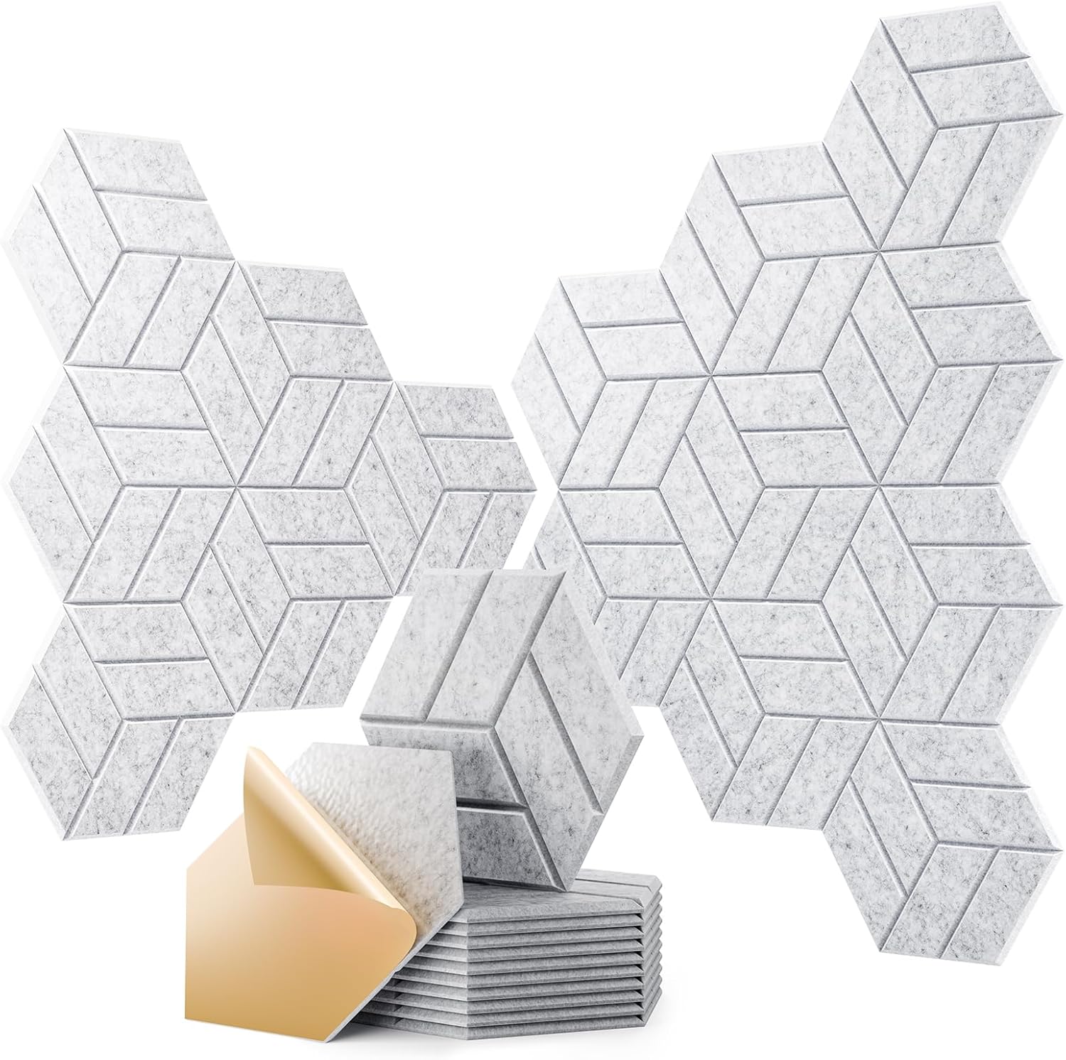 2 Panneaux Muraux Hexagonaux Velours Noir – Textile 3D – Autocollants Peel & Stick – Neufs
