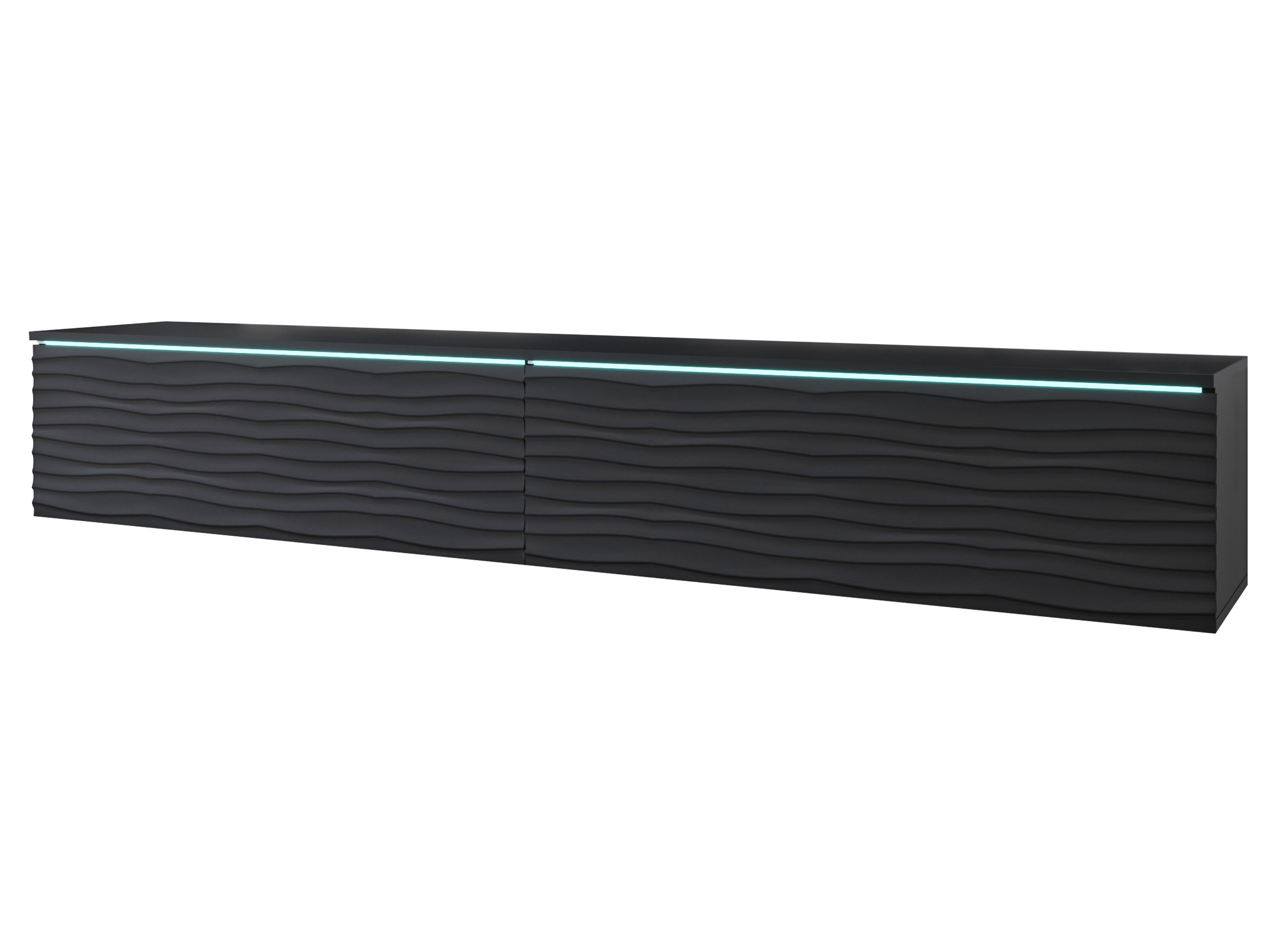 Szafka TV DONNA 180 czarny grafit/czarny MDF z wzorem fali z oświetleniem LED