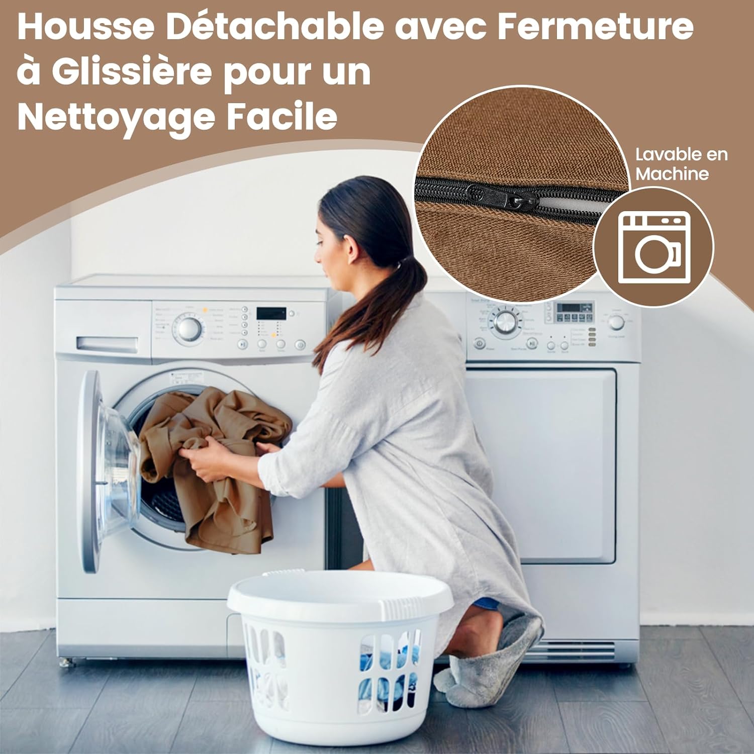 3 in 1 Divano Letto, Materasso da Pavimento 15 cm in Schiuma ad Alta Densità Traspirante, Letto Ospite Portatile per Soggiorno Camera (Marrone - 8