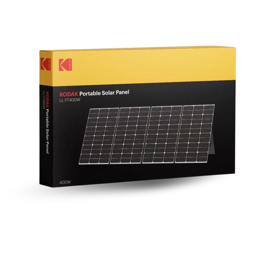 Panneau Solaire Portable KODAK 400W - Rendement 23% - Étanche IP65 - Léger et Pliable - Pieds Réglables - Connexions Multiples - 5