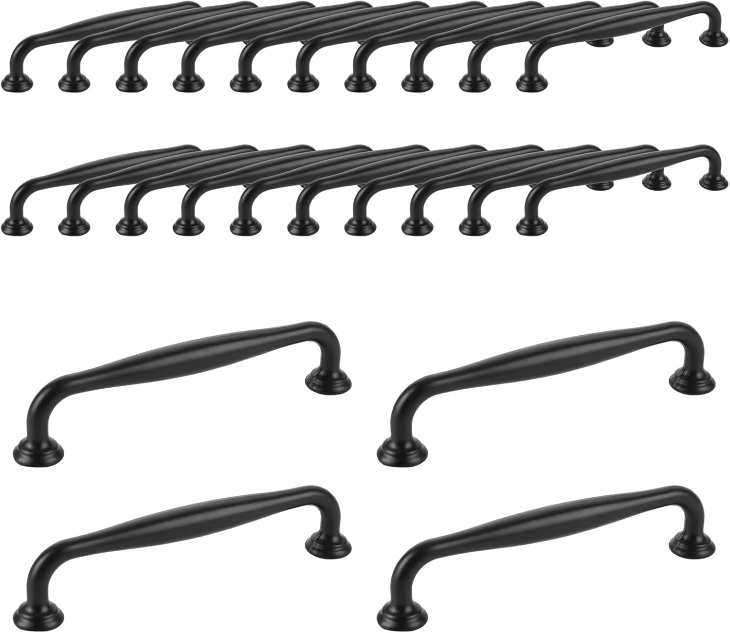 Zestaw 24 Uchwytów Meblowych Kuchennych 128MM, Uchwyt Meblowy Kuchenny, Czarny Uchwyt Meblowy Kuchenny do Szafek Kuchennych, Szafy, Szuflady