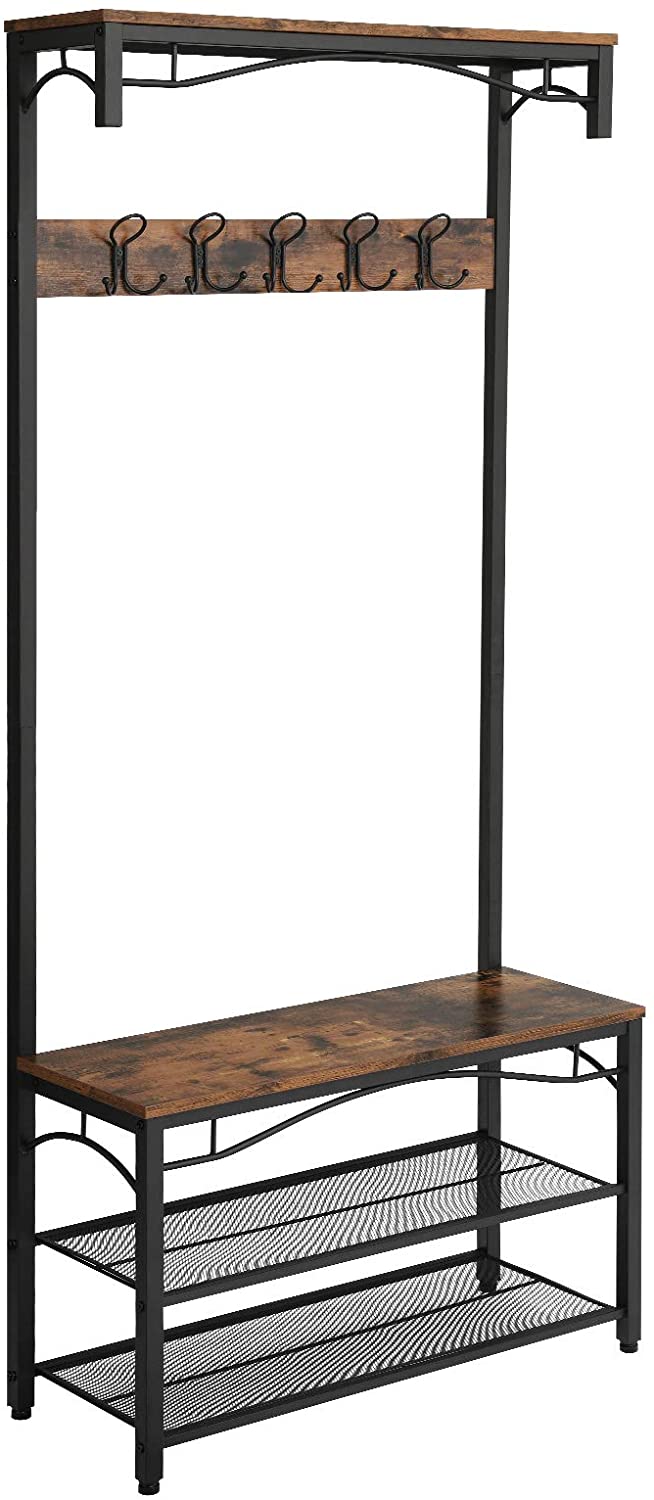 Albero da ingresso, con scarpiera e appendiabiti, organizer 4 in 1 con 5 ganci e porta per corridoio, camera da letto, appendiabiti da ingresso Albero da ingresso, con scarpiera e appendiabiti, organizer 4 in 1 con 5 ganci e porta per corridoio, camera da letto, appendiabiti da ingresso