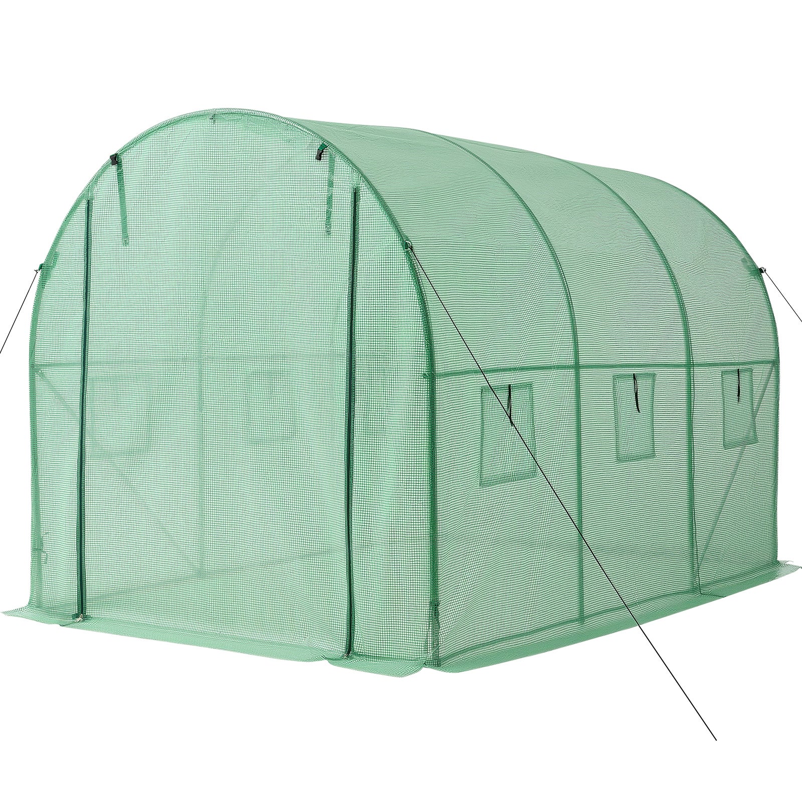 Serre de Jardin Tunnel VEVOR 2,93x1,97x1,94 m Serre Tunnel Maraîchère avec Système Arrosage 3 Modes, 4 Buses, Cadre Acier Galvanisé, Bâche PE, Vert - 9
