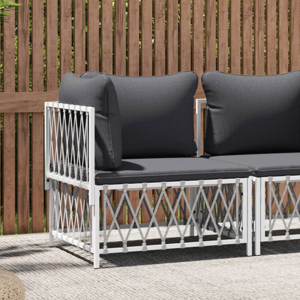 Set Divano Da Giardino Tidyard 6 Pezzi In Polyrattan Nero – Angolare Modulare Con Cuscini Bianco Crema - 4