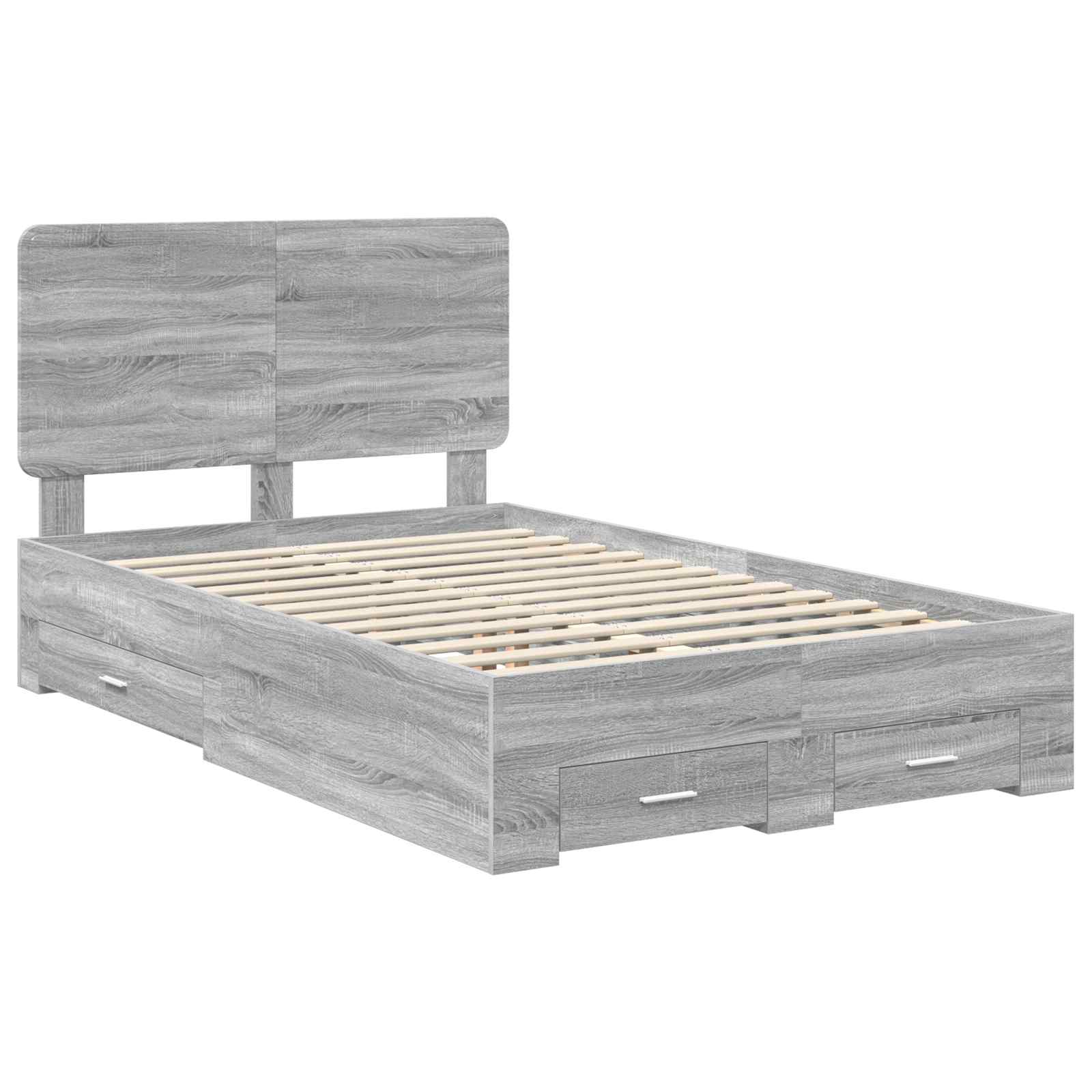 Cadre de lit Gris 135 x 190 cm Bois d'ingénierie - 3