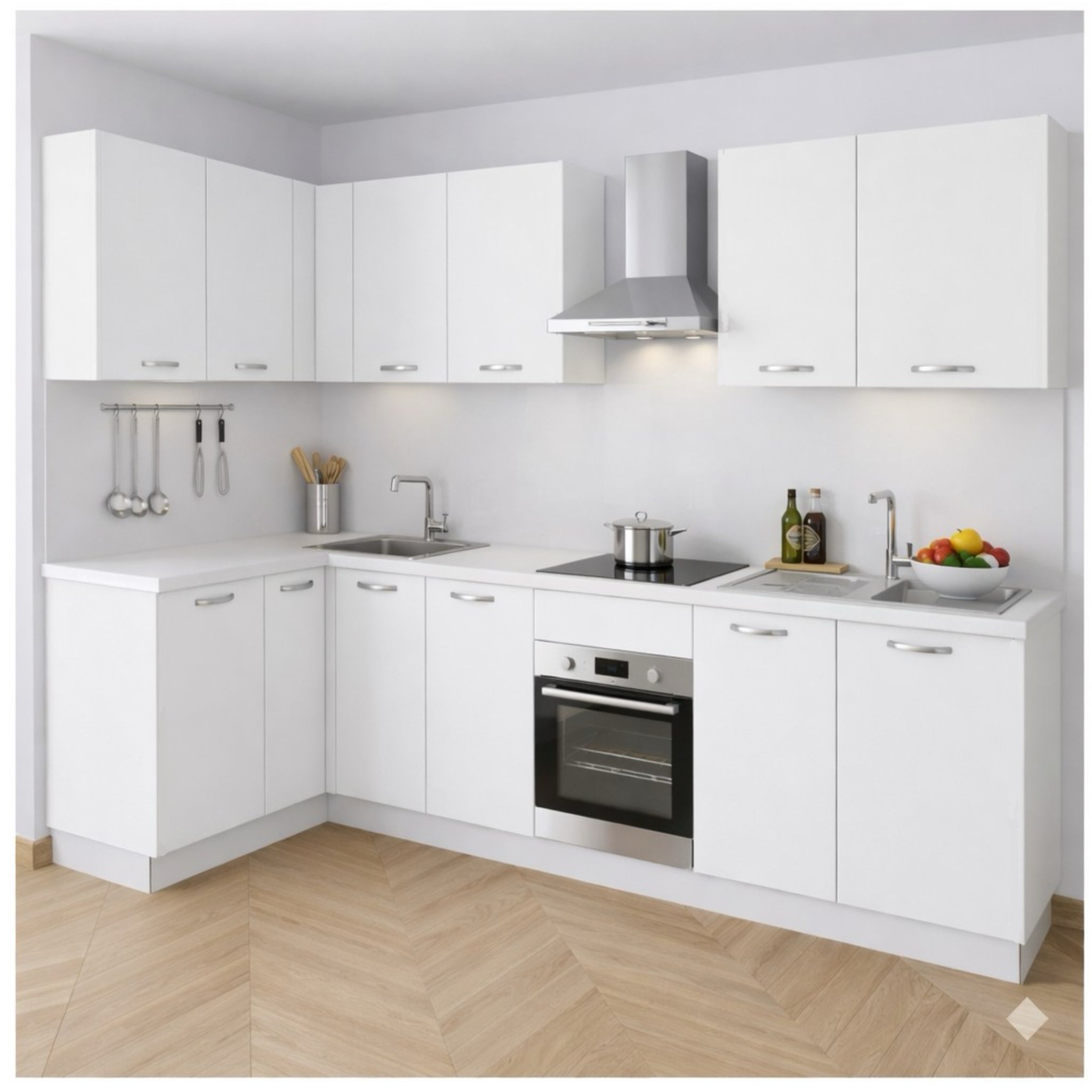 Meuble Bas Évier Encastrable L90 H72 P55 sans Portes Blanc - 2