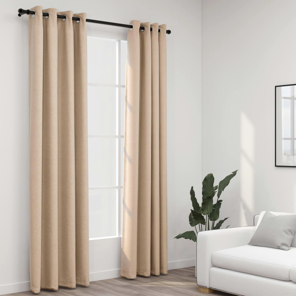 Maison exclusive - cortinas opacas ojales look de lino 2 pzas beige 140x245 cm