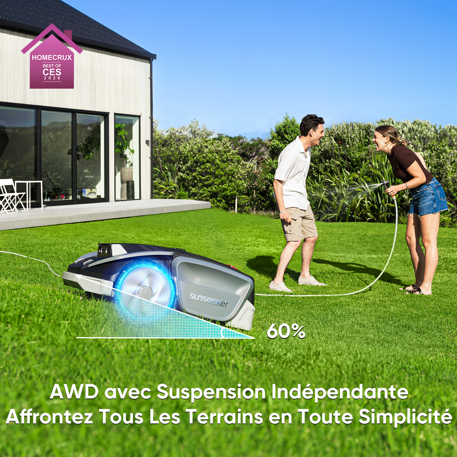 Robot Tondeuse sans Fil AWD, 1600 m², Pentes 60 %, RTK + Vision, Cartographie, Évitement des Obstacles, Contrôle via App, Sunseeker S5 - 3