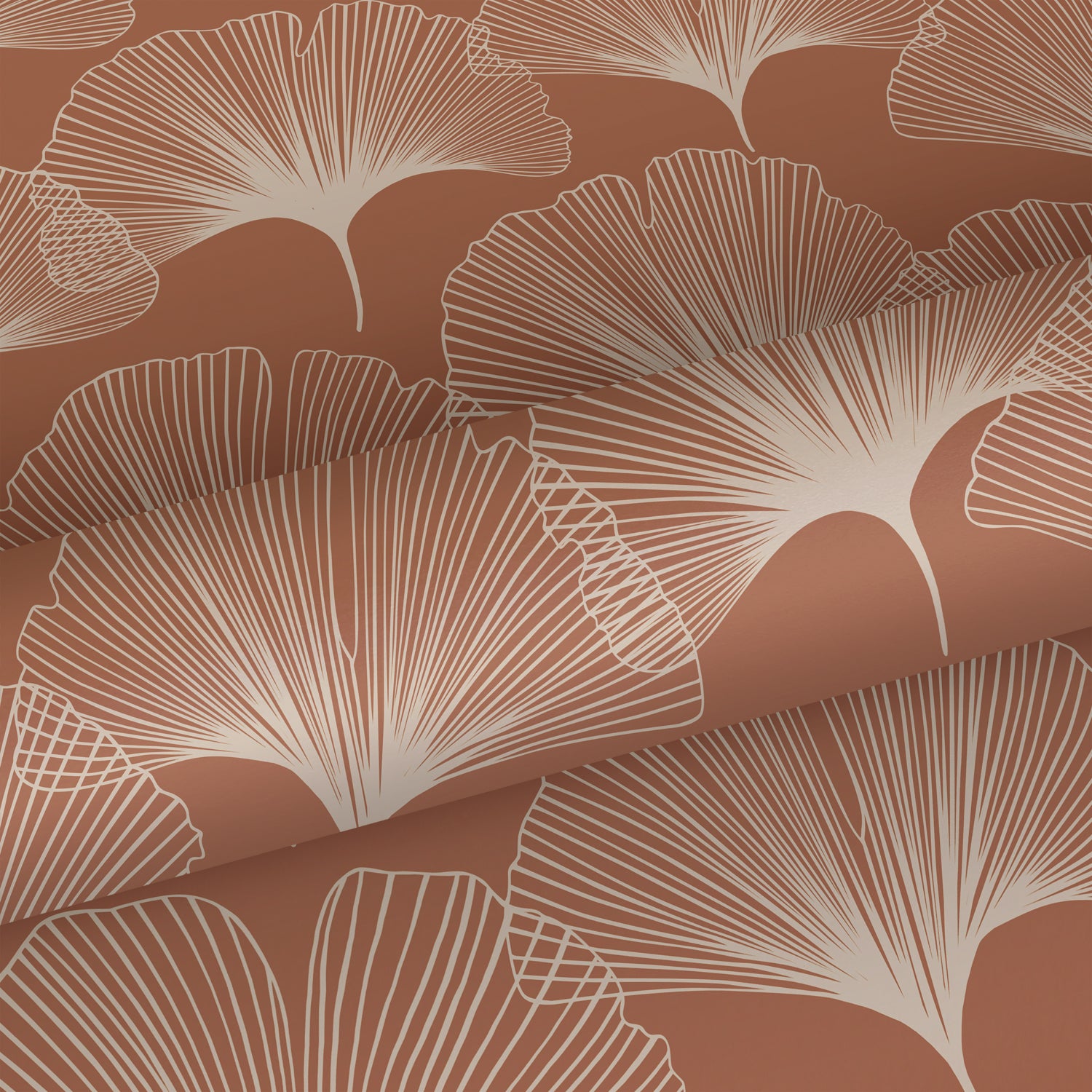 Papier peint feuilles de ginkgo terracotta - 53 cm x 10.05 m - ESTAhome - 6