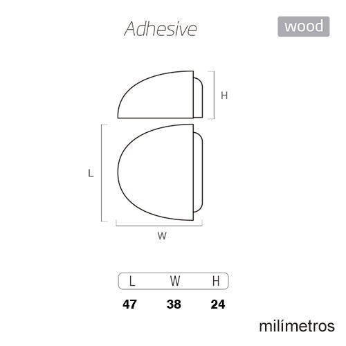6 Un. Butée de porte adhésive en bois de hêtre naturel 47x38MM - 4