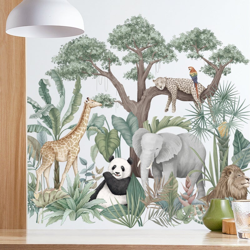 Stickers muraux enfants - Decoration chambre bébé - Sticker mural Animaux d'Afrique - Autocollant mural géant Jungle -74*65cm - 3