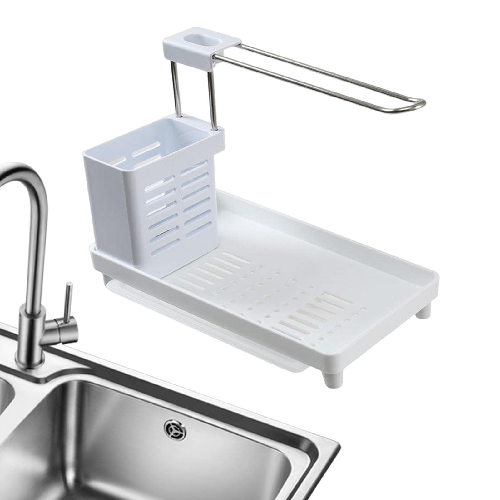 VANZACK Porte-éponge Évier Cuisine Avec Égouttoir Rapide Et Bac