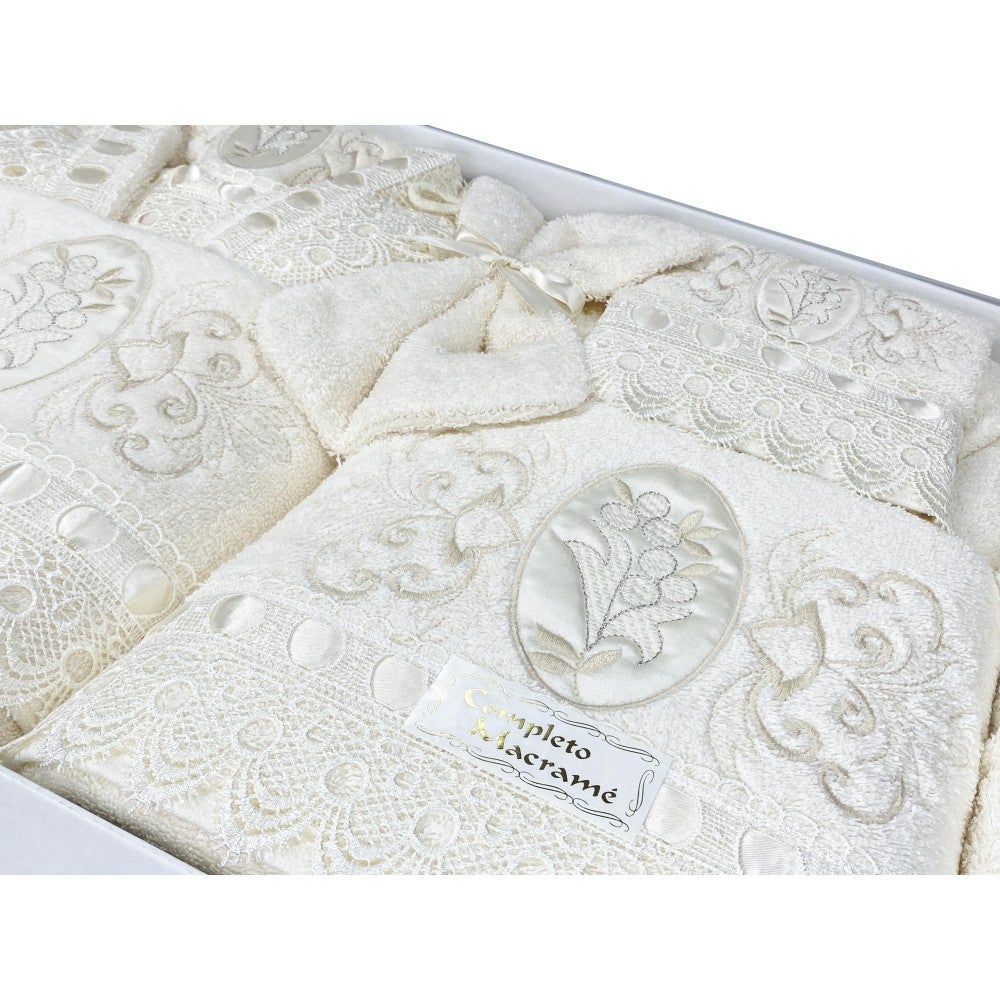 SALLE DE BAIN EN SPUGNA Brodé de dentelle Macramé 14 PIÈCES IDÉE DE MARIÉE - 2