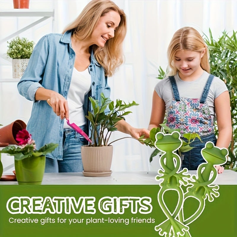 Lot de 10 supports pour plantes en forme de grenouille verte, jolis et stables, pour petites plantes en pot et décorations de jardin d'intérieur - 8