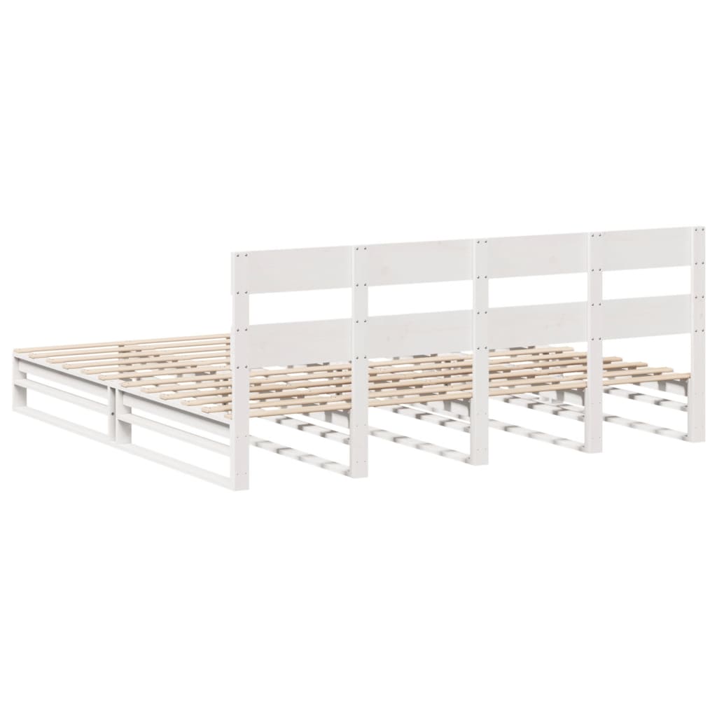 Cadre de lit sans matelas en bois massif de pin blanc pour la chambre, 200 × 200 cm - 8